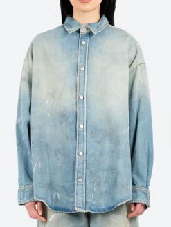 Outlet - Seta U Trafalgar Denim Button-Up Shirt in Light Blue Women Tops & Blouses | Button-Ups
