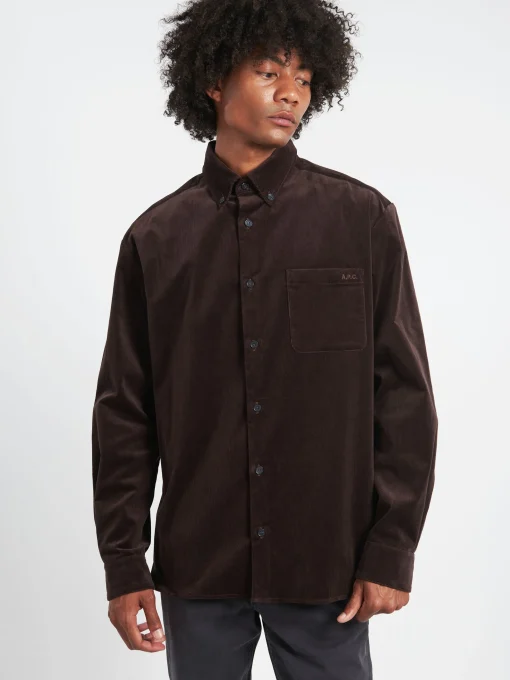 Discount - Mateo Logo Shirt in Dark Brown Button-Ups