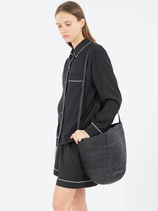 Best - Secchiello Braided Bag in Nero Women Bags | Belts
