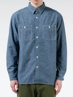 Clearance - Chambray Work Shirt in Blue Button-Ups