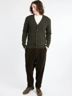 Outlet - Elbow Patch Cardigan in Olive Knitwear