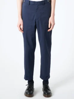 Discount - Ivy Seersucker Trousers in Navy Solid Pants