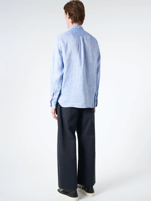 Fashion - Linen Oxford Button Down in Blue Button-Ups