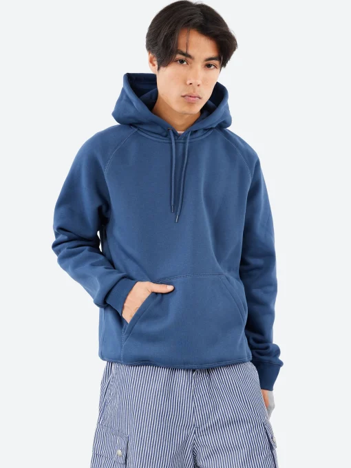 Sale - Hooded Chase Sweatshirt in Dusky Blue Sweatshirts