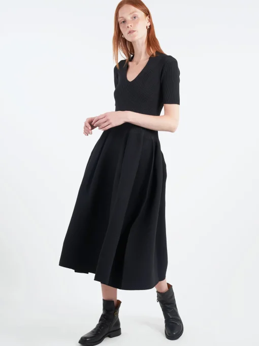 Best - Pottery Stand-Up Collar Short Sleeve Dress in Women Dresses