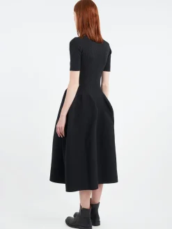 Best - Pottery Stand-Up Collar Short Sleeve Dress in Women Dresses