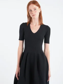 Best - Pottery Stand-Up Collar Short Sleeve Dress in Women Dresses