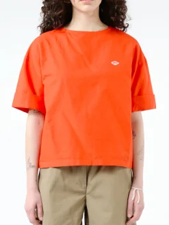Best - Women's Cotton Linen Collarless Pullover Shirt in Red Women Tops & Blouses