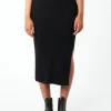 Online - Rib Knit Skirt in Black Women Skirts