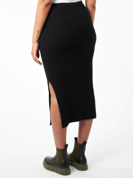 Online - Rib Knit Skirt in Black Women Skirts