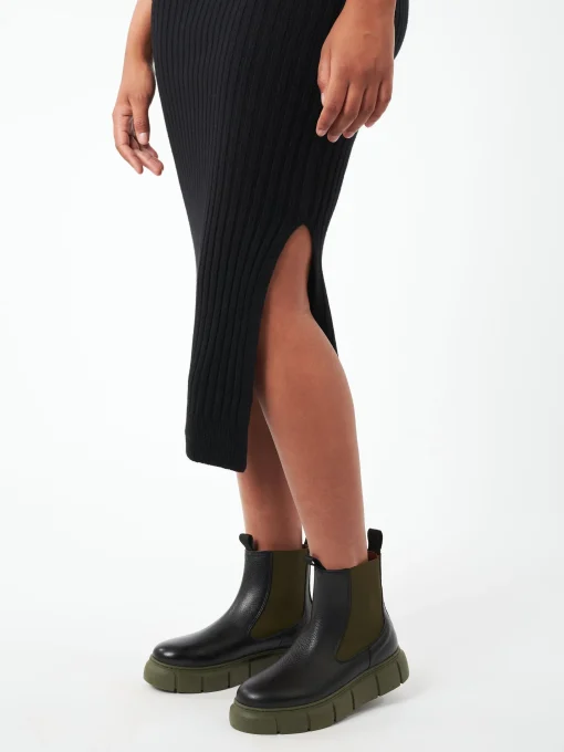 Online - Rib Knit Skirt in Black Women Skirts