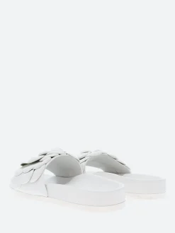 Clearance - Anata Slide Sandals in Bianco Nappa and Bianco Women Overalls & Jumpsuits | Slides