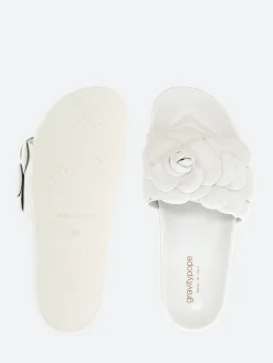 Clearance - Anata Slide Sandals in Bianco Nappa and Bianco Women Overalls & Jumpsuits | Slides