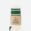 Sale - The Namath Vintage Sport Cotton Crew in Cream and Green Socks