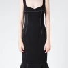 Online - Cady Sheath Dress with Flounce Hem in Black Women Dresses