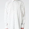 Online - Poplin Long-Sleeved Shirt with Polka Dots in Lily White Button-Ups