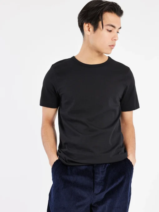 Hot - 1950s Men's Loopwheeled T-Shirt in Black T-Shirts