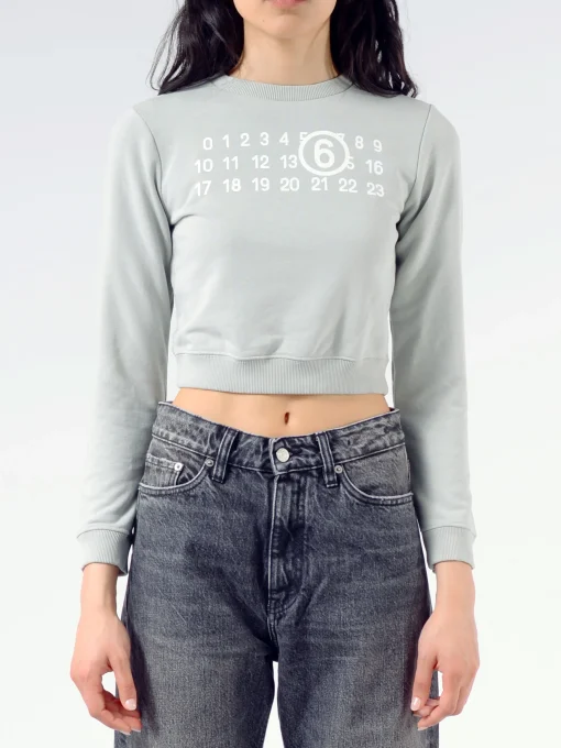 Best - Logo Cropped Sweatshirt in Sage Women Tops & Blouses | Sweatshirts