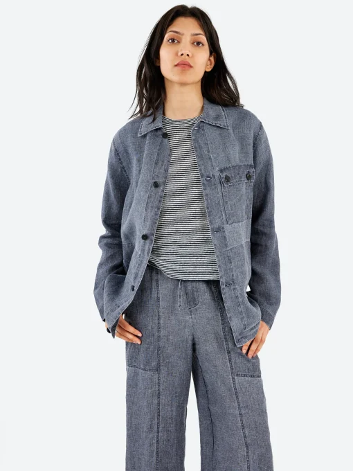 Fashion Pomandere - Denim Shirt in Indaco Women Tops & Blouses | Button-Ups