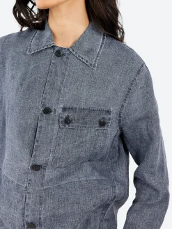 Fashion Pomandere - Denim Shirt in Indaco Women Tops & Blouses | Button-Ups