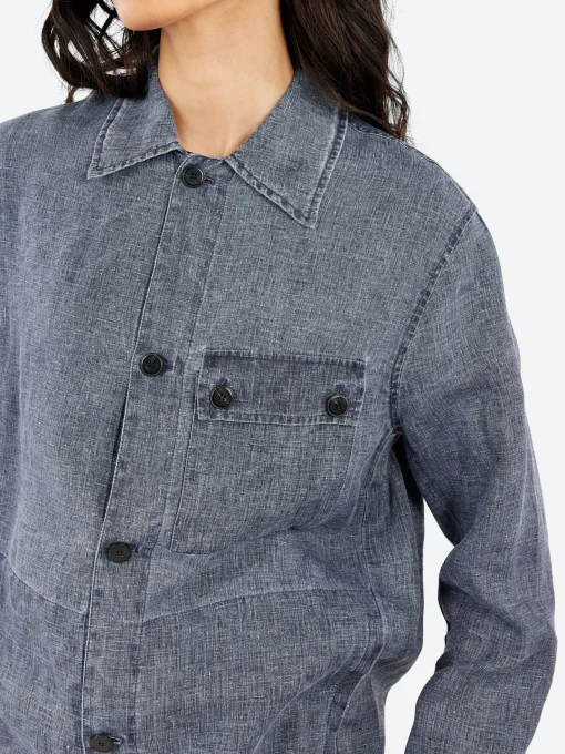 Fashion Pomandere - Denim Shirt in Indaco Women Tops & Blouses | Button-Ups