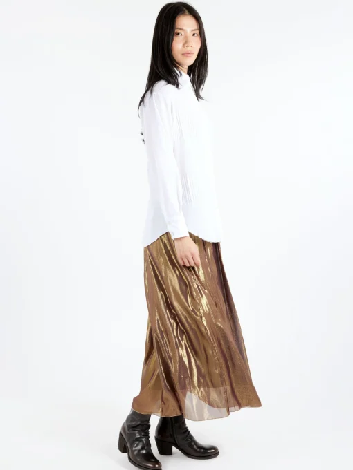 New - Metallic Skirt in Gold Women Skirts