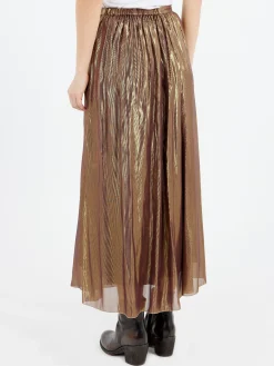 New - Metallic Skirt in Gold Women Skirts
