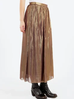 New - Metallic Skirt in Gold Women Skirts