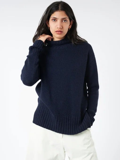 Clearance - Turtleneck Sweater in Navy Women Tops & Blouses | Knitwear