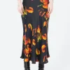New - Long Bias Cut Skirt in Tulipa Black Women Skirts