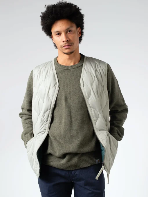 New - Military V-Neck Zip Down Vest in Dark Sage Green Women Outerwear | Outerwear