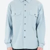 Outlet - Garment Dyed Oxford Workwear Shirt in Mist Blue Button-Ups