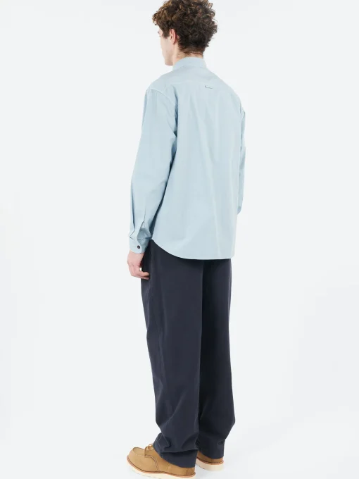 Outlet - Garment Dyed Oxford Workwear Shirt in Mist Blue Button-Ups