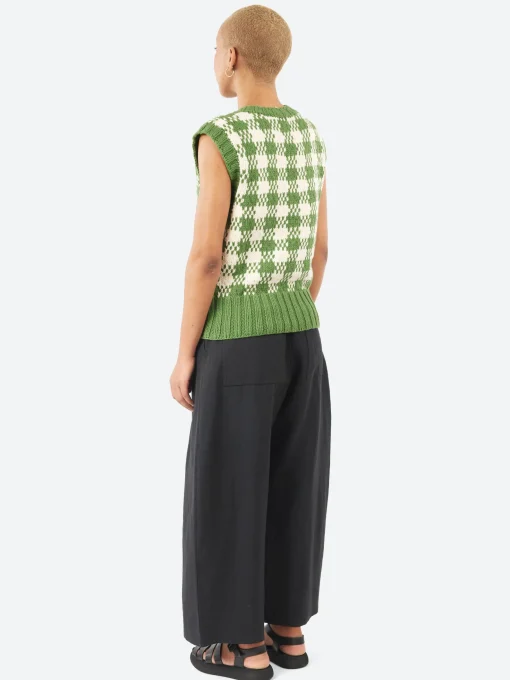 New YMC - Heidi Vest in Green and Ecru Women Tops & Blouses | Knitwear